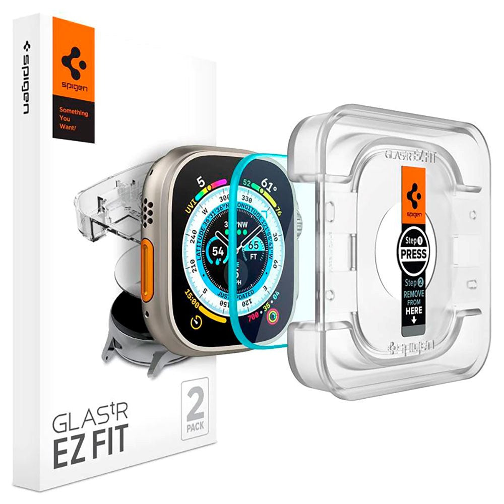Spigen Apple Watch Ultra 1 / 2 / 3 (49mm) EZ Fit GLAS.tR Skärmskydd - 2-Pack - Transparent