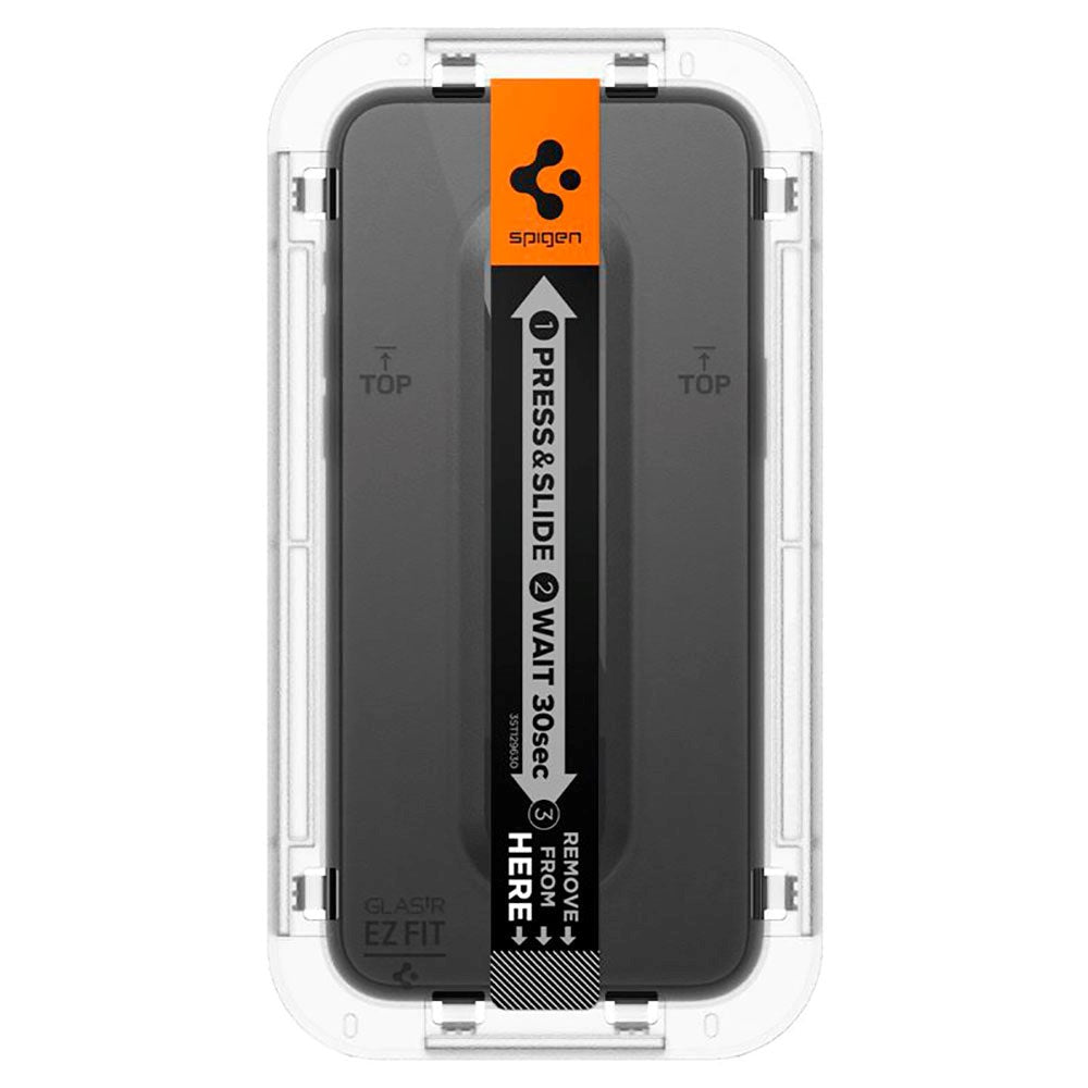 iPhone 15 Pro Spigen EZ Fit Glas.tR Skärmskydd 2. Stk - Case Friendly - Svart Kant