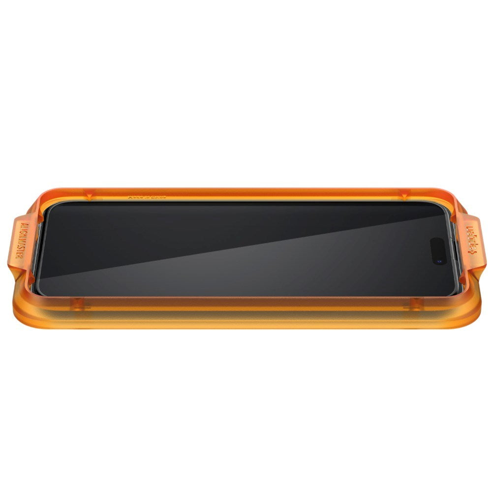 iPhone 15 Pro Spigen Glass tR AlignMaster Skärmskyddsglas - 2 st - Genomskinlig / Svart Kant