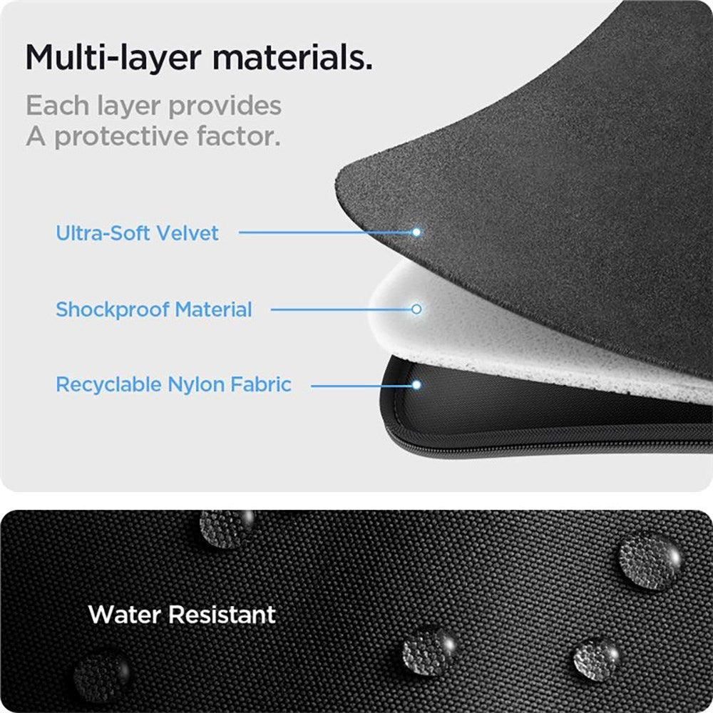 Spigen Vadderat & Vattentåligt Datorfodral 14" (34,5 x 24,8 cm) - Svart