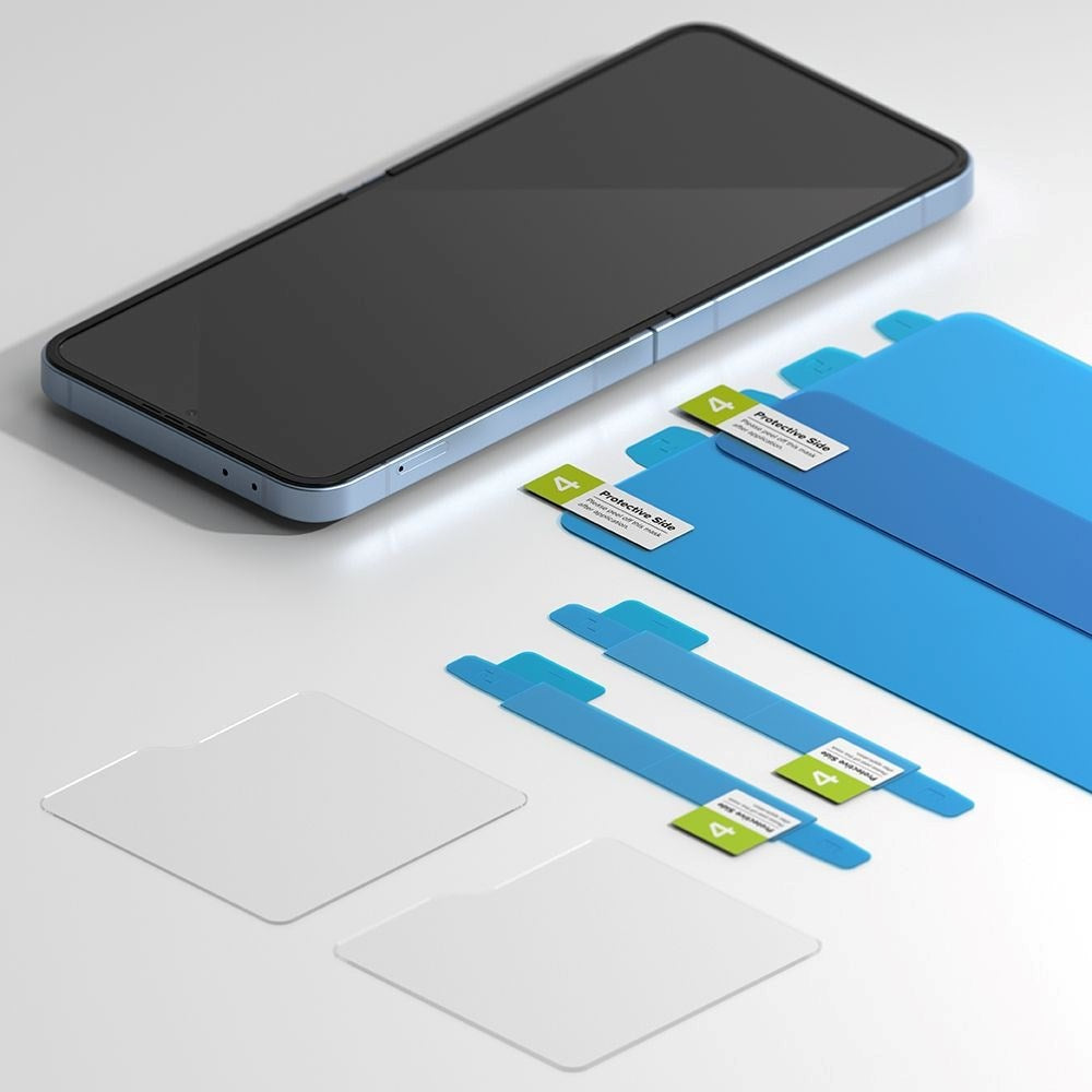 Samsung Galaxy Z Flip7 FE / Flip6 Ringke 3-i-1 Härdat Glas Skärmskydd - 2 Pack - Genomskinlig