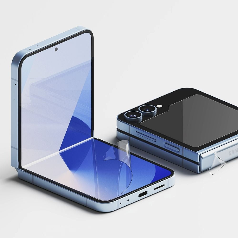 Samsung Galaxy Z Flip7 FE / Flip6 Ringke 3-i-1 Härdat Glas Skärmskydd - 2 Pack - Genomskinlig