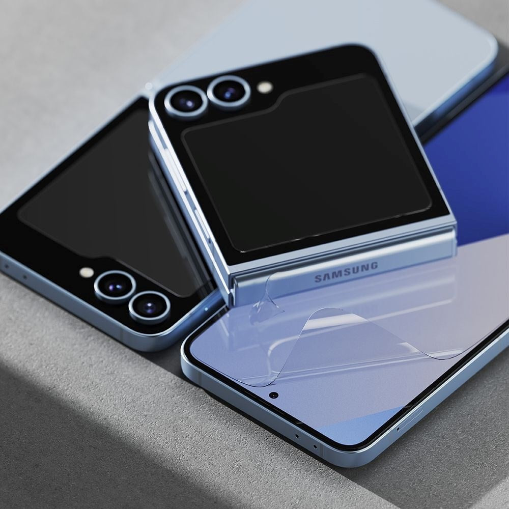 Samsung Galaxy Z Flip7 FE / Flip6 Ringke 3-i-1 Härdat Glas Skärmskydd - 2 Pack - Genomskinlig