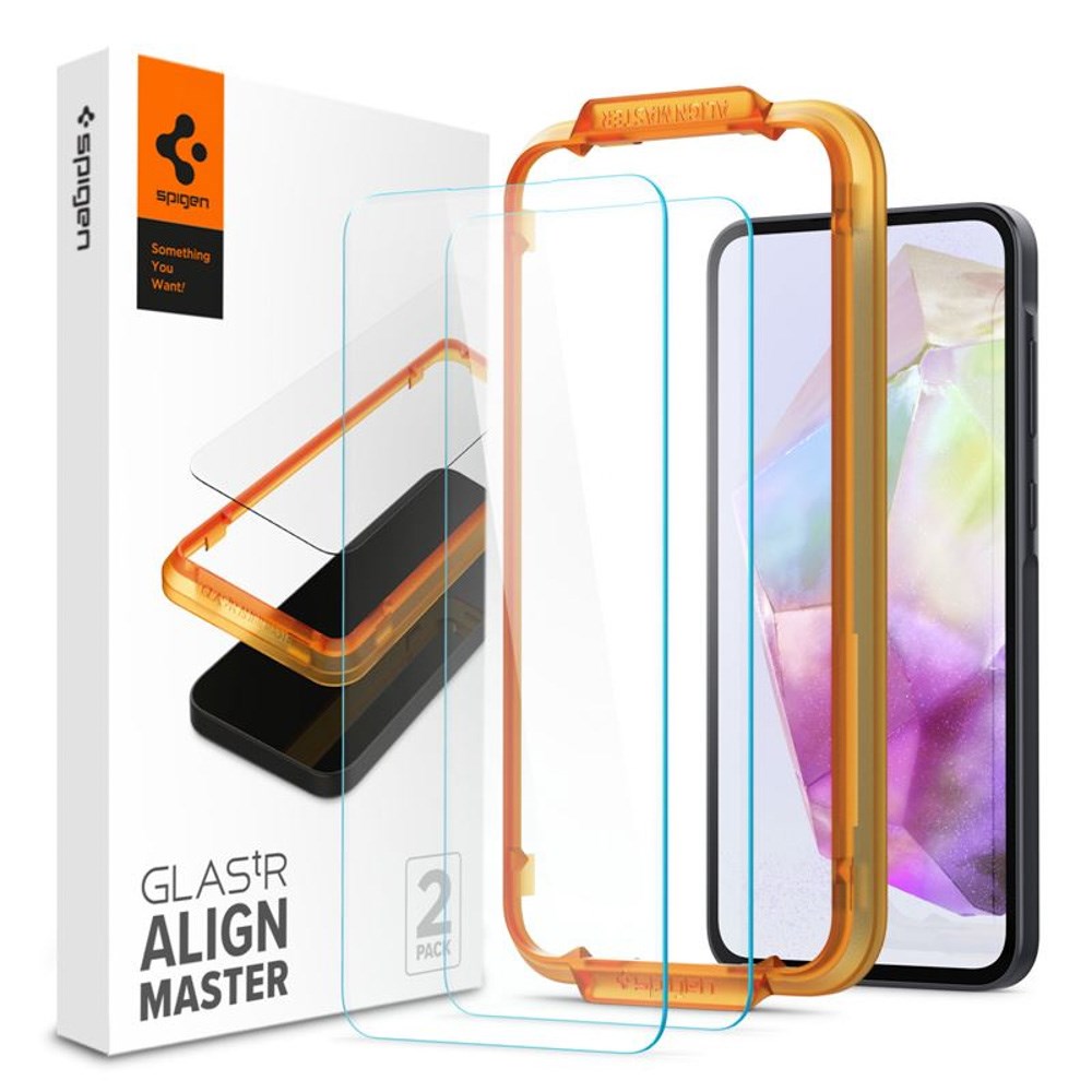 Samsung Galaxy A35 (5G) Spigen AlignMaster Glass tR Skärmskydd - 2 st - Case Friendly - Genomskinlig