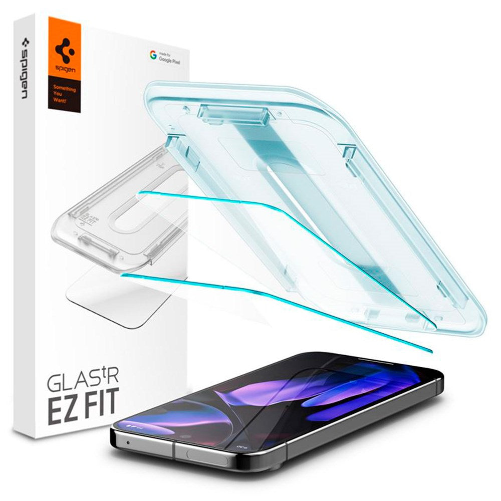 Google Pixel 10 / 10 Pro / 9 / 9 Pro Spigen EZ Fit Glas.tR Skärmskydd 2. Stk - Case Friendly - Genomskinlig