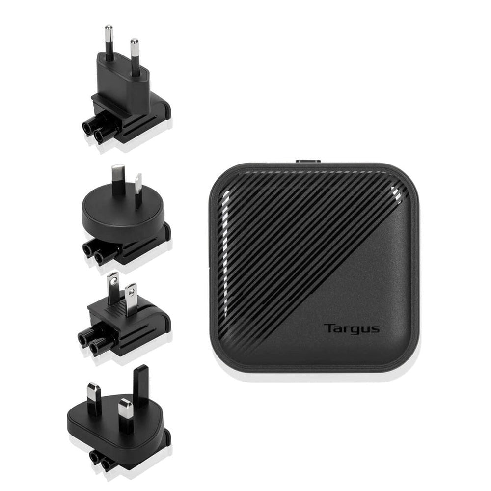 Targus 65W GaN PD Väggladdare med USB-C, USB-A och Reseadaptrar - Svart