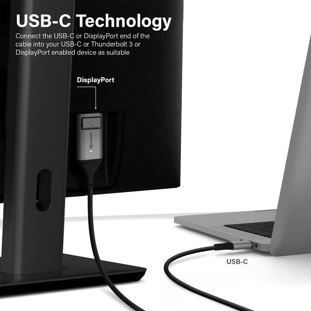 ALOGIC Ultra USB-C till DisplayPort 4K 60Hz Kabel - 2 Meter - Svart
