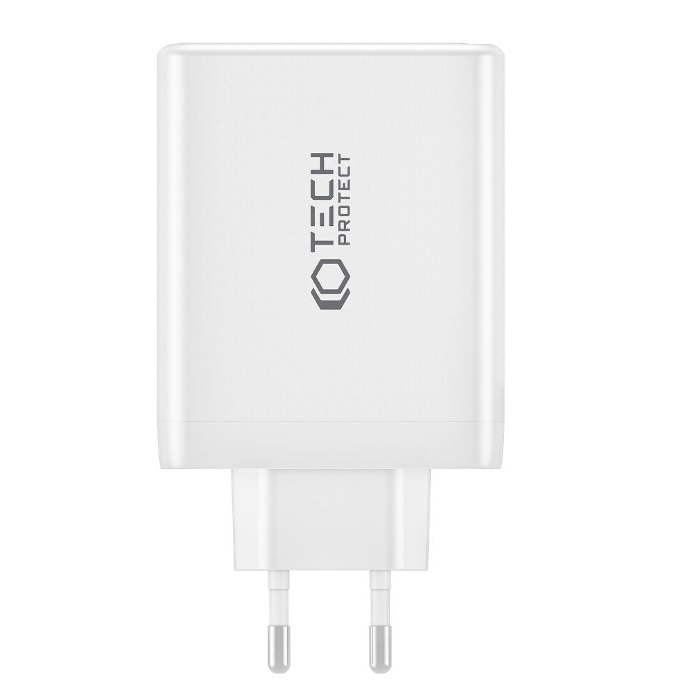 Tech-Protect PD GaN 100W Väggladdare med 3 x USB-C & 1 x USB-A - Vit