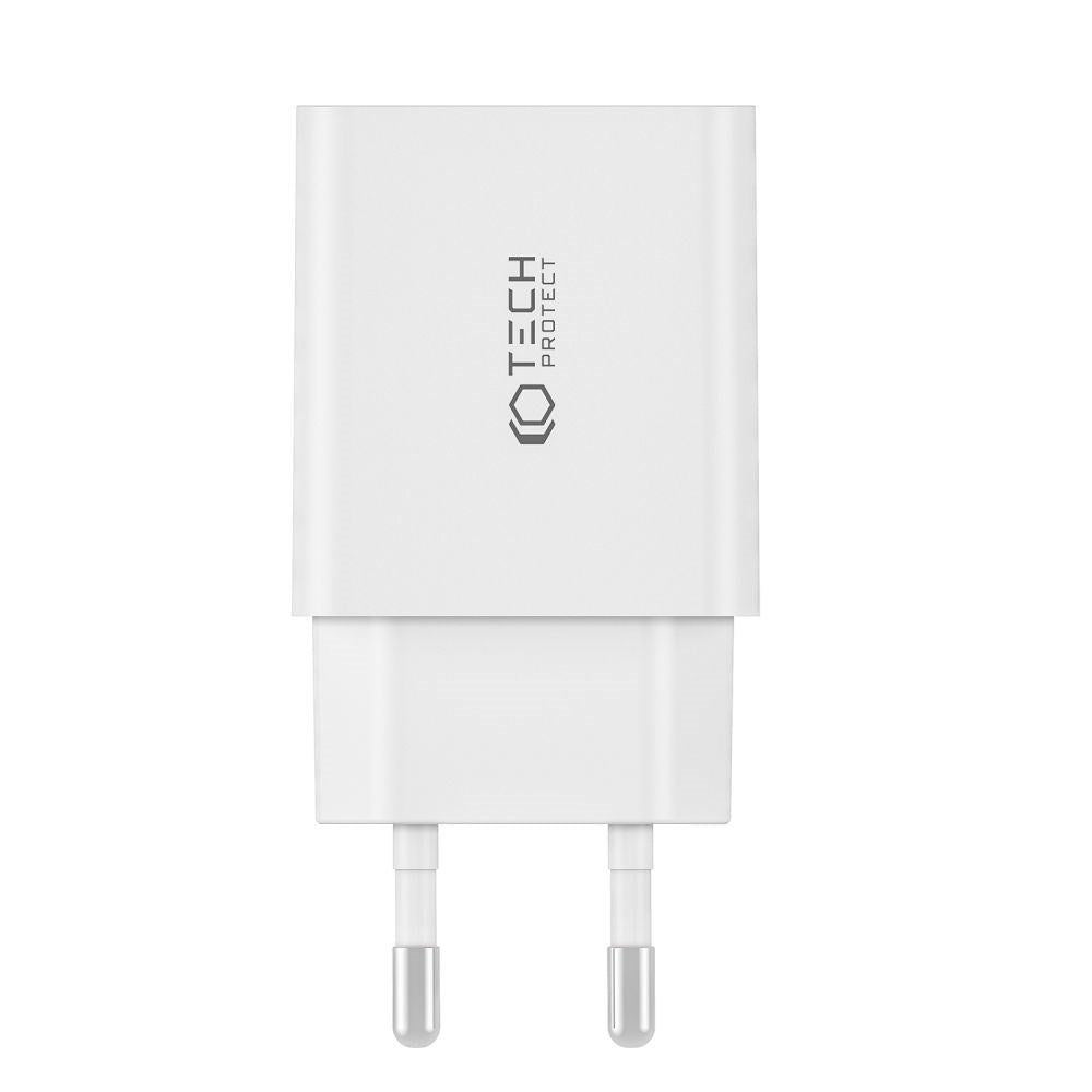 Tech-Protect 30W Väggladdare med 1 x USB-A QC & 1 x USB-C PD - Vit