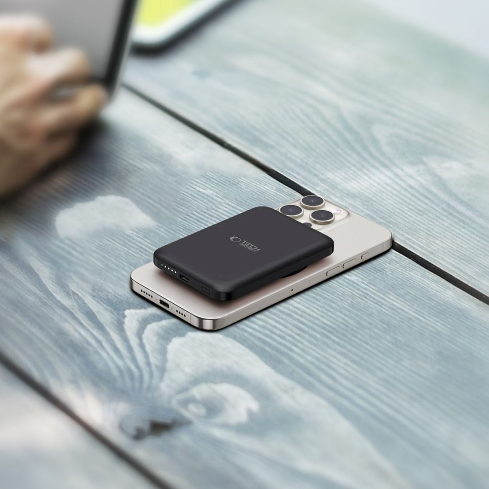 Tech-Protect Trådløs Powerbank 5000 mAh - MagSafe Kompatibel - Svart
