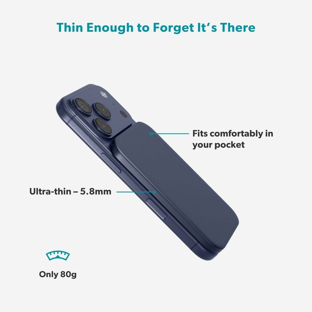 Epico UltraPack Slim 3 000 mAh Trådlös Powerbank - MagSafe / Qi2 Kompatibel - Silver