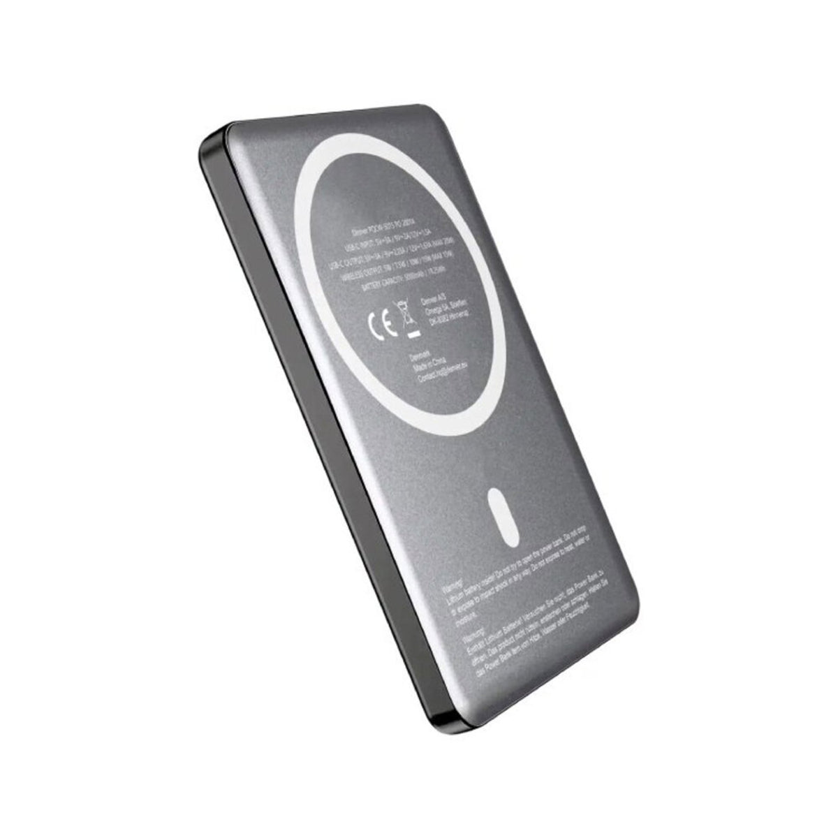 Denver PQCW-5015 15W Trådlös PowerBank - 5000 mAh - MagSafe Kompatibel - Grå