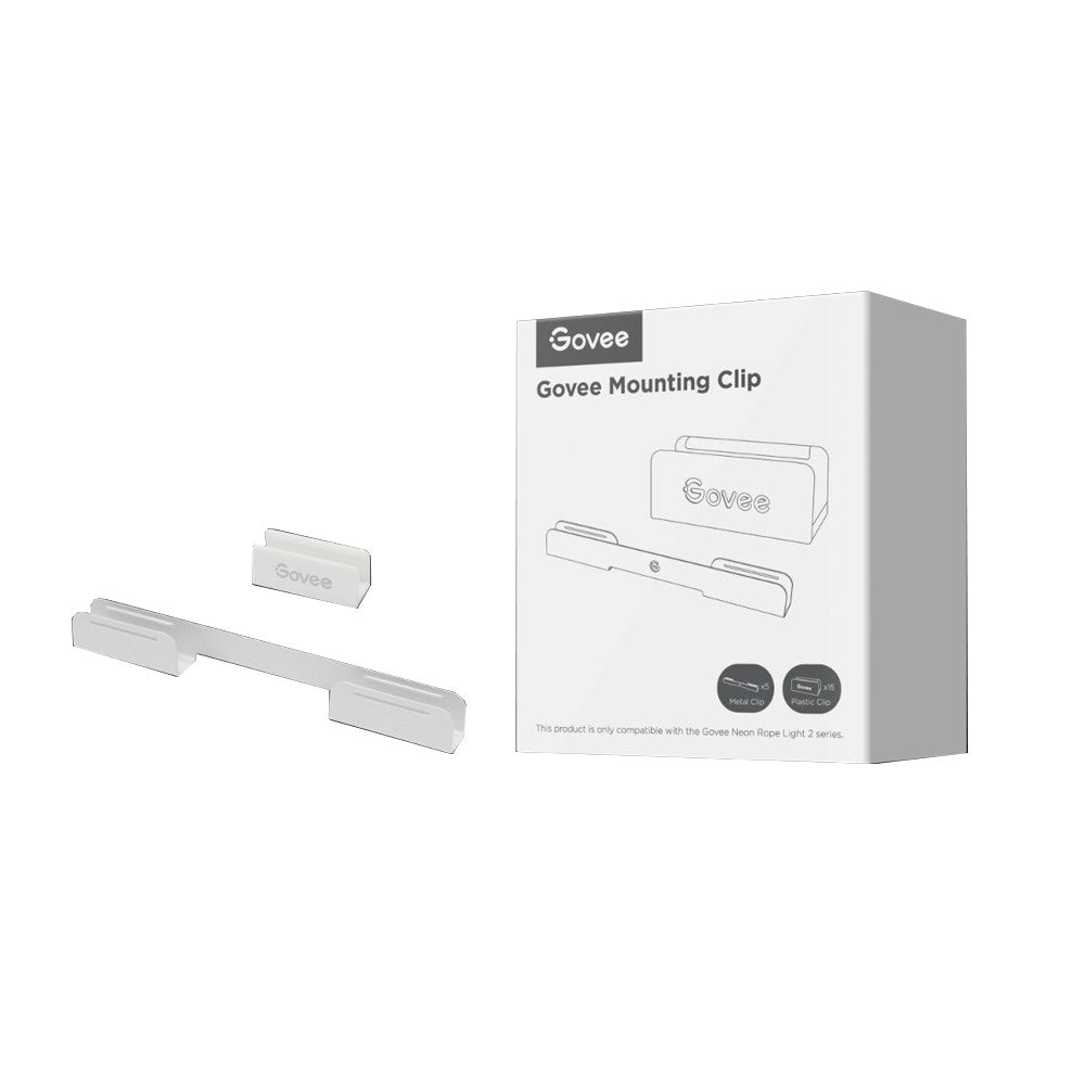 Govee Monteringskit med Fästen & Klämmor för Neonljusslinga - 20 st. - Vit