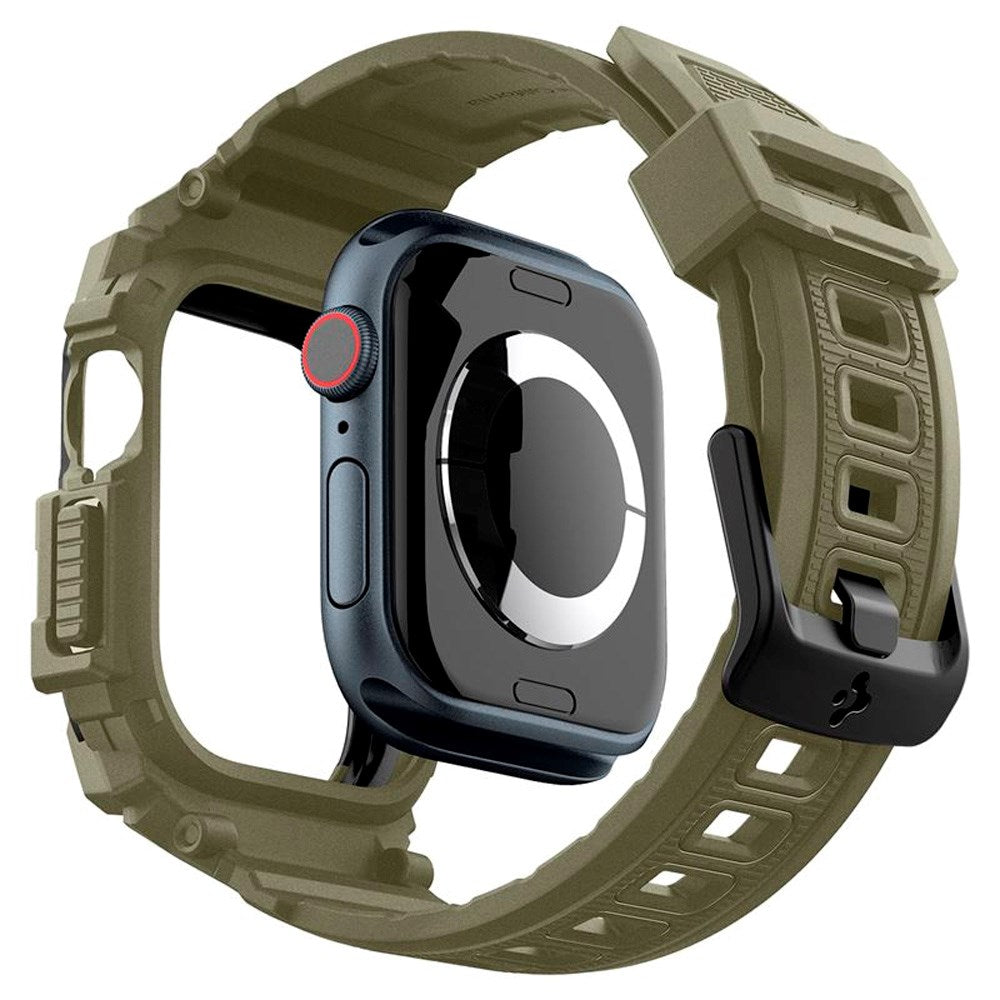 Apple Watch 11 / 10 (46mm) Spigen Rugged Armor Pro Rem m. Skal - Grön