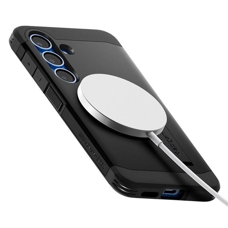 Samsung Galaxy S25 Spigen Tough Armor Hybrid Skal m. Stativfunktion - MagSafe Kompatibel - Svart