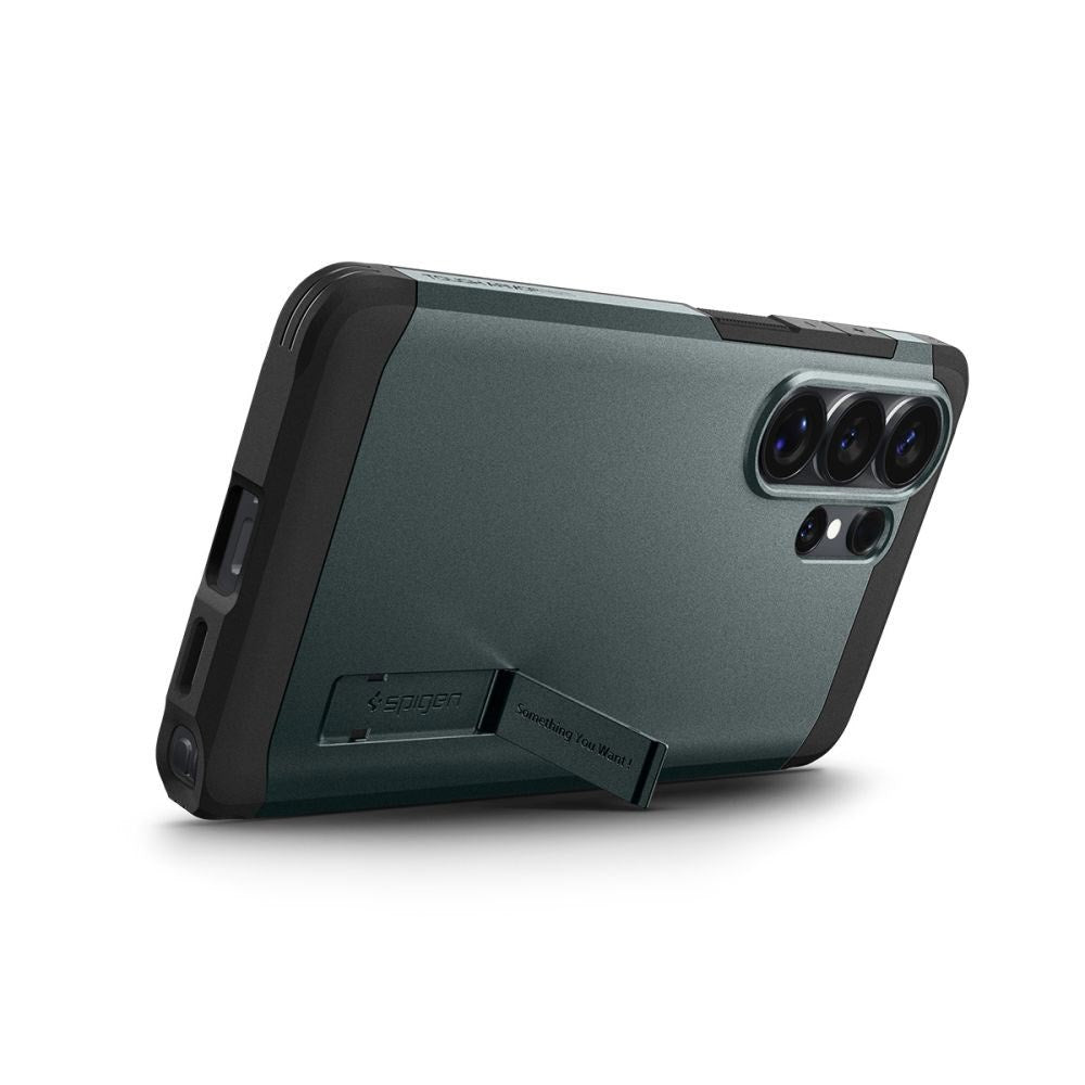 Samsung Galaxy S26 Ultra Spigen Tough Armor Hybrid Skal m. Stativfunktion - MagSafe Kompatibel - Grön