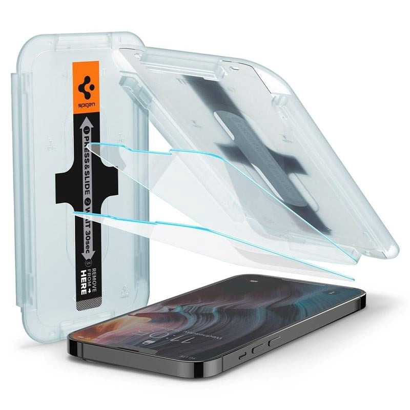 iPhone 14 Plus / 13 Pro Max Spigen EZ Fit Glas.tR Skärmskydd 2 St. - Case Friendly - Genomskinlig