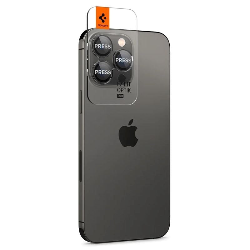 iPhone 17 Pro / 17 Pro Max / 16 Pro / 16 Pro Max / 15 Pro / 15 Pro Max / 14 Pro / 14 Pro Max Spigen EZ Fit. tR Optik Pro Kameralinsskydd - 2 St - Genomskinlig / Svart