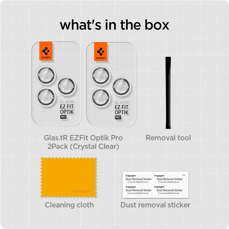 iPhone 16 Pro / 16 Pro Max / 15 Pro / 15 Pro Max / 14 Pro / 14 Pro Max Spigen EZ Fit. tR Optik Pro Kameralinsskydd - 2 St - Genomskinlig