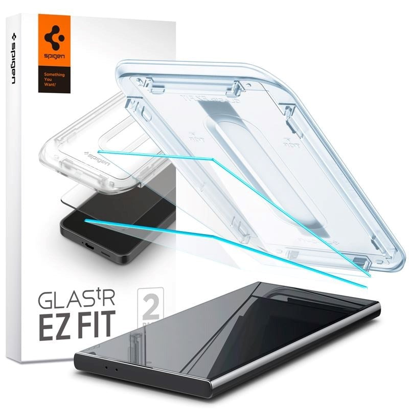 Samsung Galaxy S24 Ultra Spigen EZ Fit Glas.tR Skärmskydd 2 St. - Case Friendly - Genomskinlig