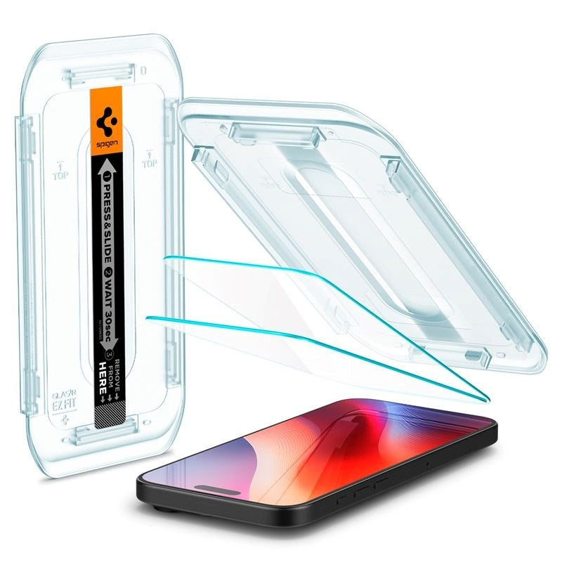iPhone 17 Pro Max / 16 Pro Max Spigen EZ Fit Glas.tR Skärmskydd 2. Stk - Case Friendly - Genomskinlig