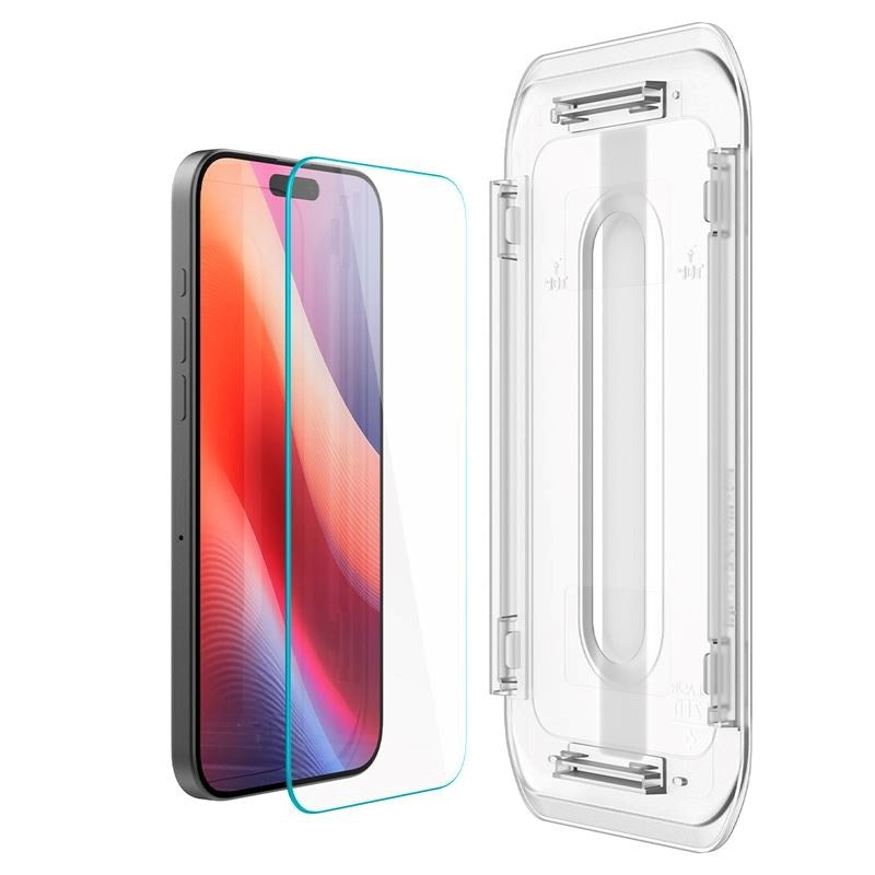iPhone 17 / 17 Pro / 16 Pro Spigen EZ Fit Glas.tR Skärmskydd 2. Stk - Case Friendly - Genomskinlig