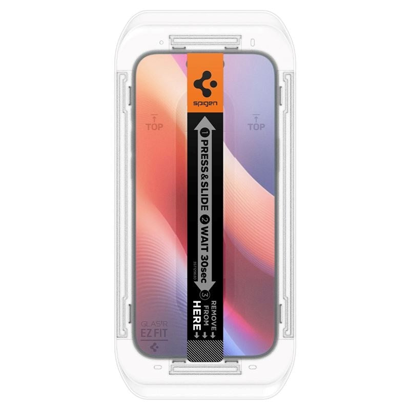 iPhone 17 / 17 Pro / 16 Pro Spigen EZ Fit Glas.tR Skärmskydd 2. Stk - Case Friendly - Genomskinlig