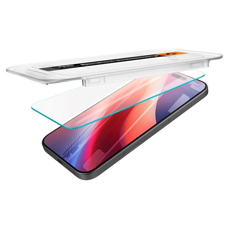 iPhone 17 / 17 Pro / 16 Pro Spigen EZ Fit Glas.tR Skärmskydd 2. Stk - Case Friendly - Genomskinlig