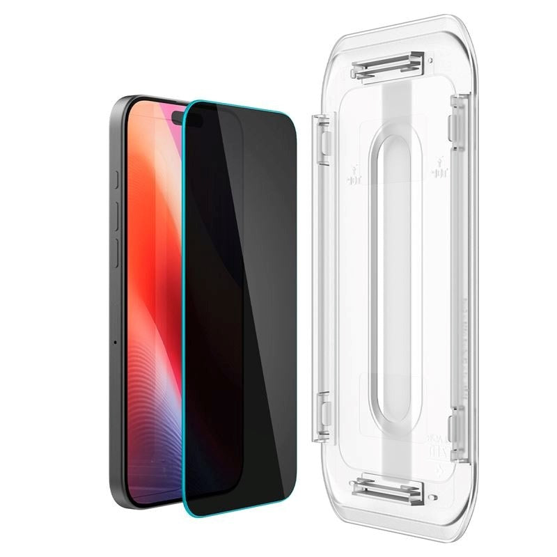 iPhone 17 / 17 Pro / 16 Pro Spigen EZ Fit Glas.tR Skärmskydd 2. Stk - Privacy Filter - Case Friendly - Genomskinlig