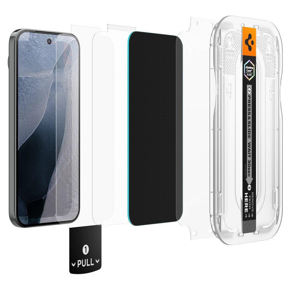 Google Pixel 11 Pro / 10 Pro / 9 Pro / 9 Spigen Glass tR EZ Fit Pro Privacy Skärmskydd - 2 st - Genomskinlig