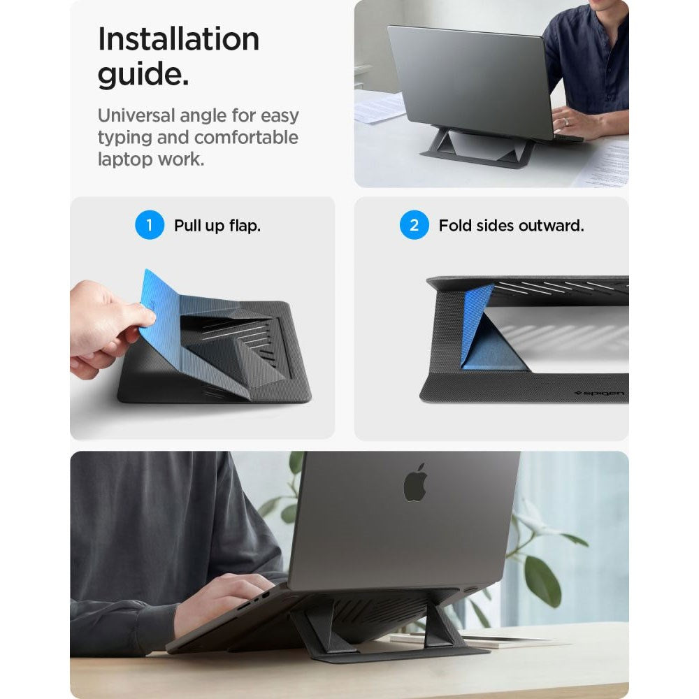 Spigen Hopfällbart Universal Laptopställ - Svart