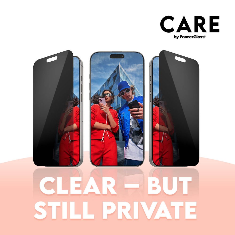 CARE By PanzerGlass iPhone 16 Pro 3-i-1 FLAGSHIP MagSafe Bundle - Privacy Skärmskydd (UWF) / Skal / Kameraskydd - Genomskinlig / Svart