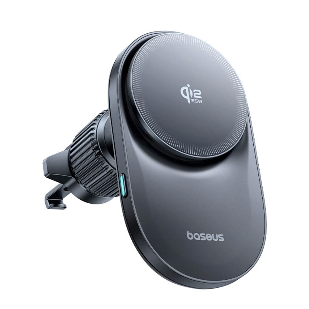 Baseus Magnetisk Bilhållare med Trådlös Laddning & Fläkt - Ventilationsgaller - MagSafe Kompatibel - Svart
