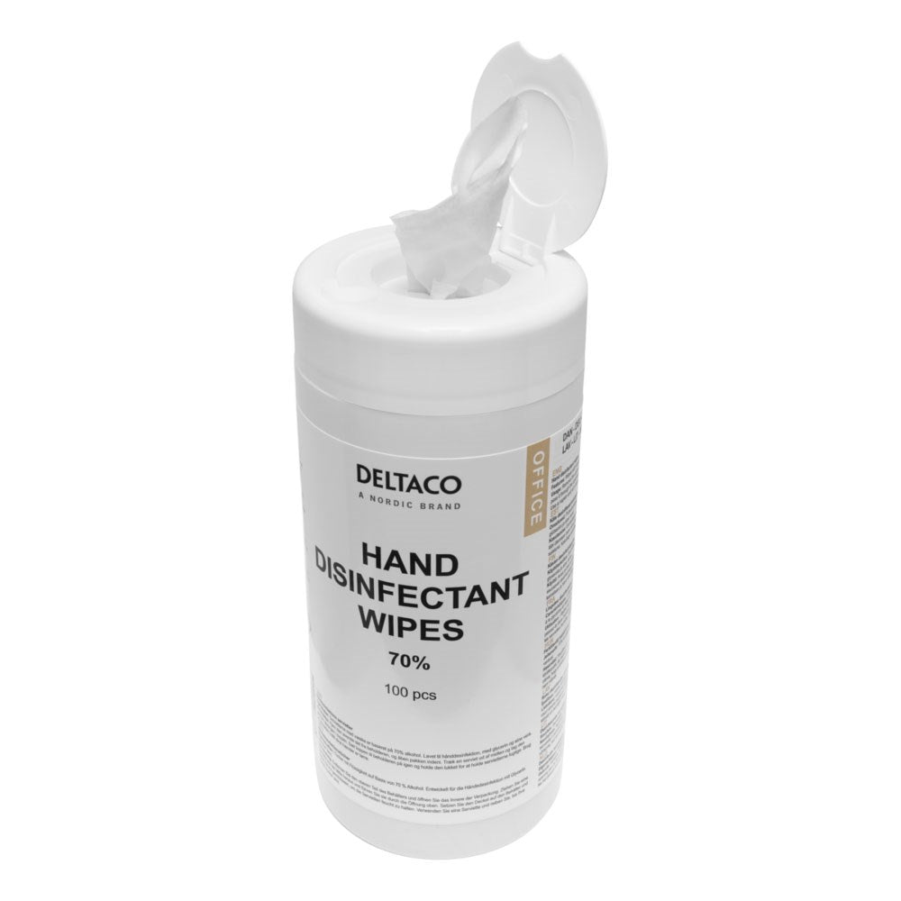 Deltaco Handdesinfektionsservetter - 100 st - Vit