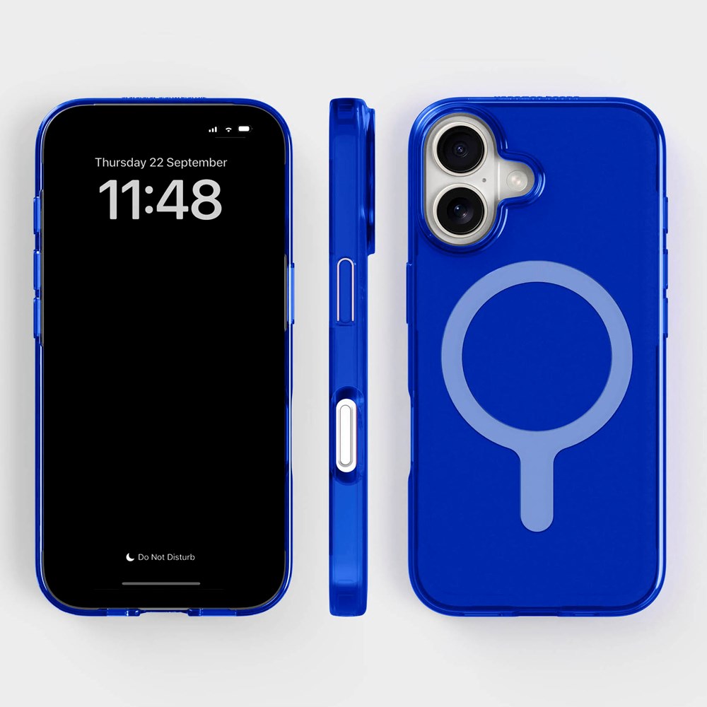 agood company iPhone 16 CLRPRTCT 100% Återvunnen Plast Skal - Transparent / Cobalt Blue