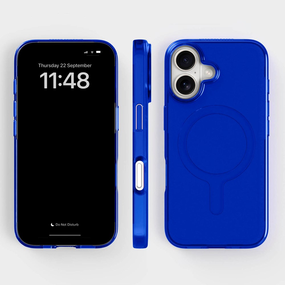 agood company iPhone 16 CLRPRTCT 100% Återvunnen Plast Skal - Transparent / Cobalt Blue