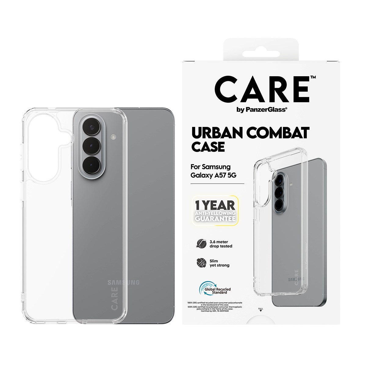 Samsung Galaxy A57 CARE by PanzerGlass Urban Combat Skal - Transparent