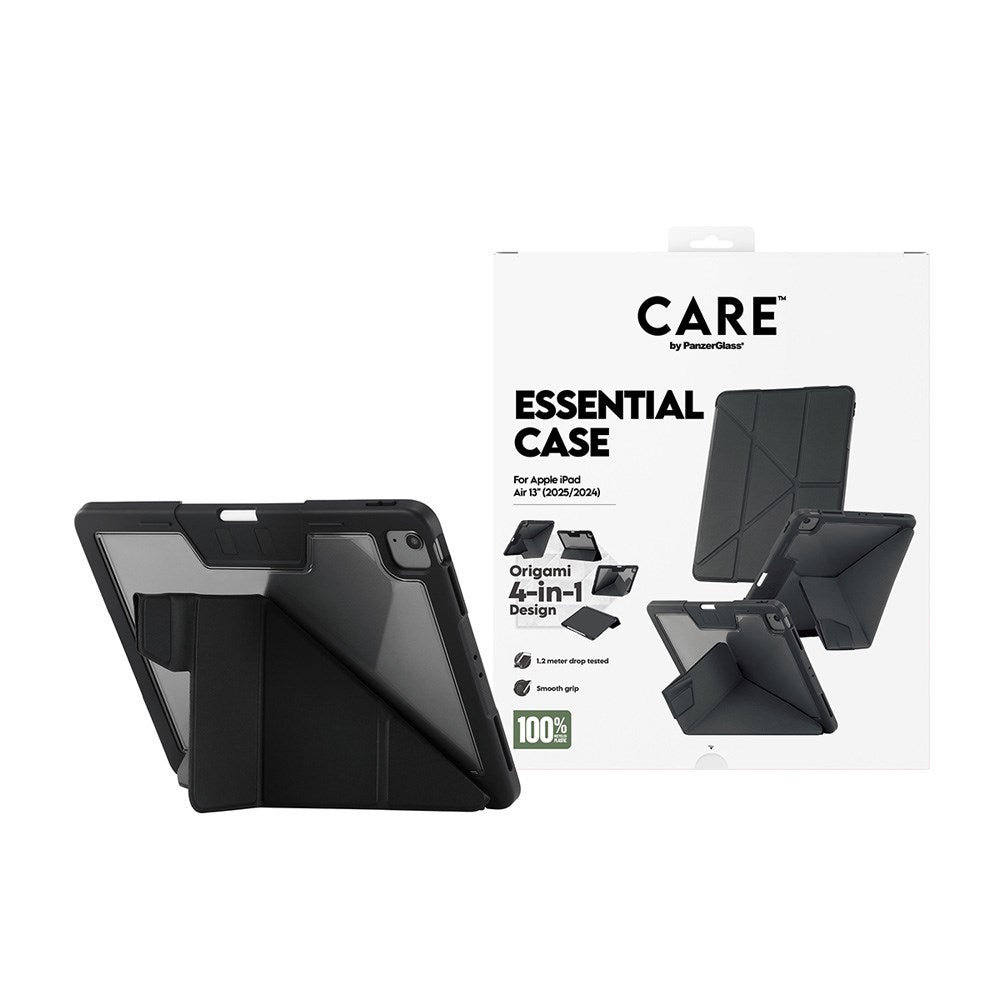 iPad Air 13" (2025 / 2024) Care by PanzerGlass Essential Case - Stående Funktion - Svart