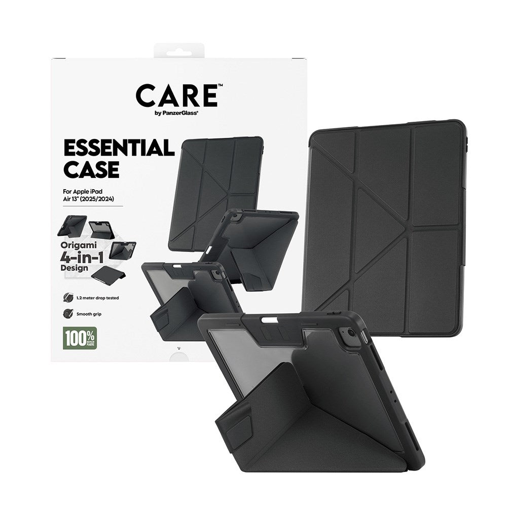 iPad Air 13" (2025 / 2024) Care by PanzerGlass Essential Case - Stående Funktion - Svart