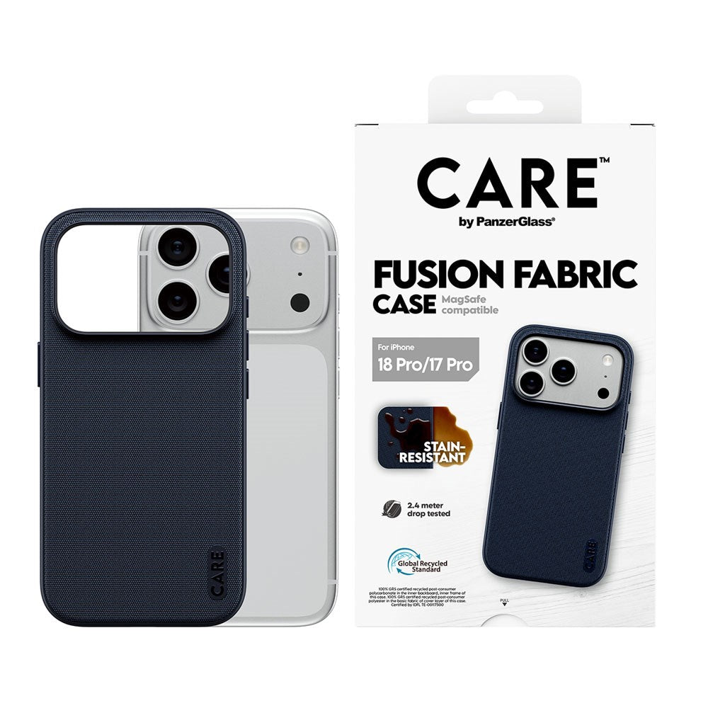 iPhone 18 Pro / 17 Pro CARE by PanzerGlass Fusion Fabric Skal - MagSafe Kompatibel - Blå