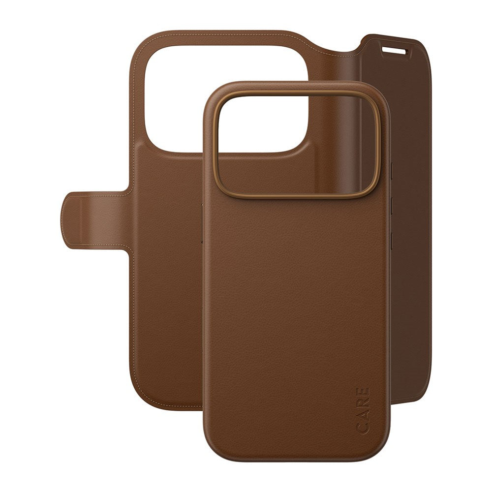 iPhone 18 Pro / 17 Pro CARE by PanzerGlass Feature Tango 2-i-1 Fodral med Plånbok - MagSafe Kompatibel - Brun