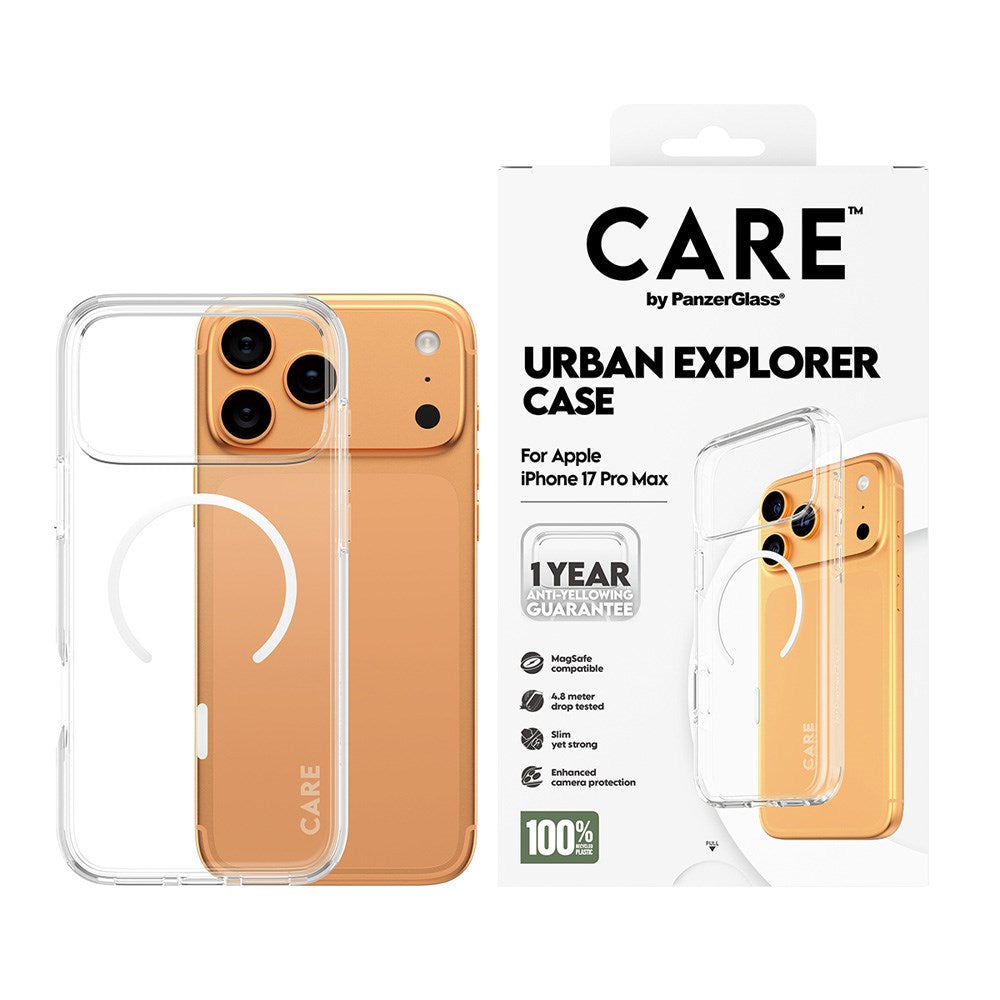 CARE by PanzerGlass iPhone 17 Pro Max FLAGSHIP Urban Explorer Skal - MagSafe Kompatibel - Transparent