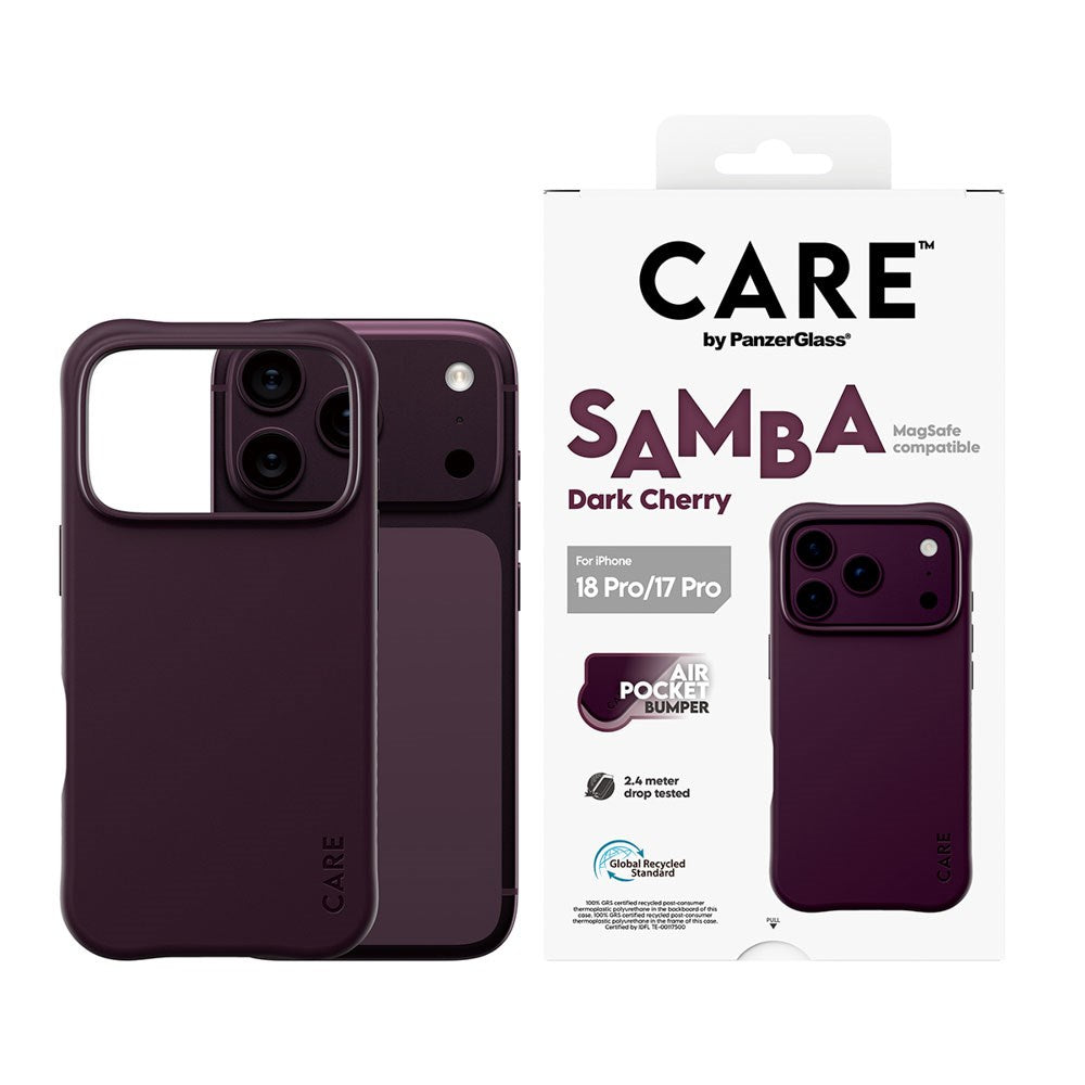 iPhone 18 Pro / 17 Pro CARE by PanzerGlass Fashionable Samba Skal - MagSafe Kompatibel - Dark Cherry