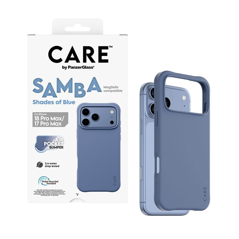 iPhone 18 Pro Max / 17 Pro Max CARE by PanzerGlass Fashionable Samba Skal - MagSafe Kompatibel - Shades of Blue