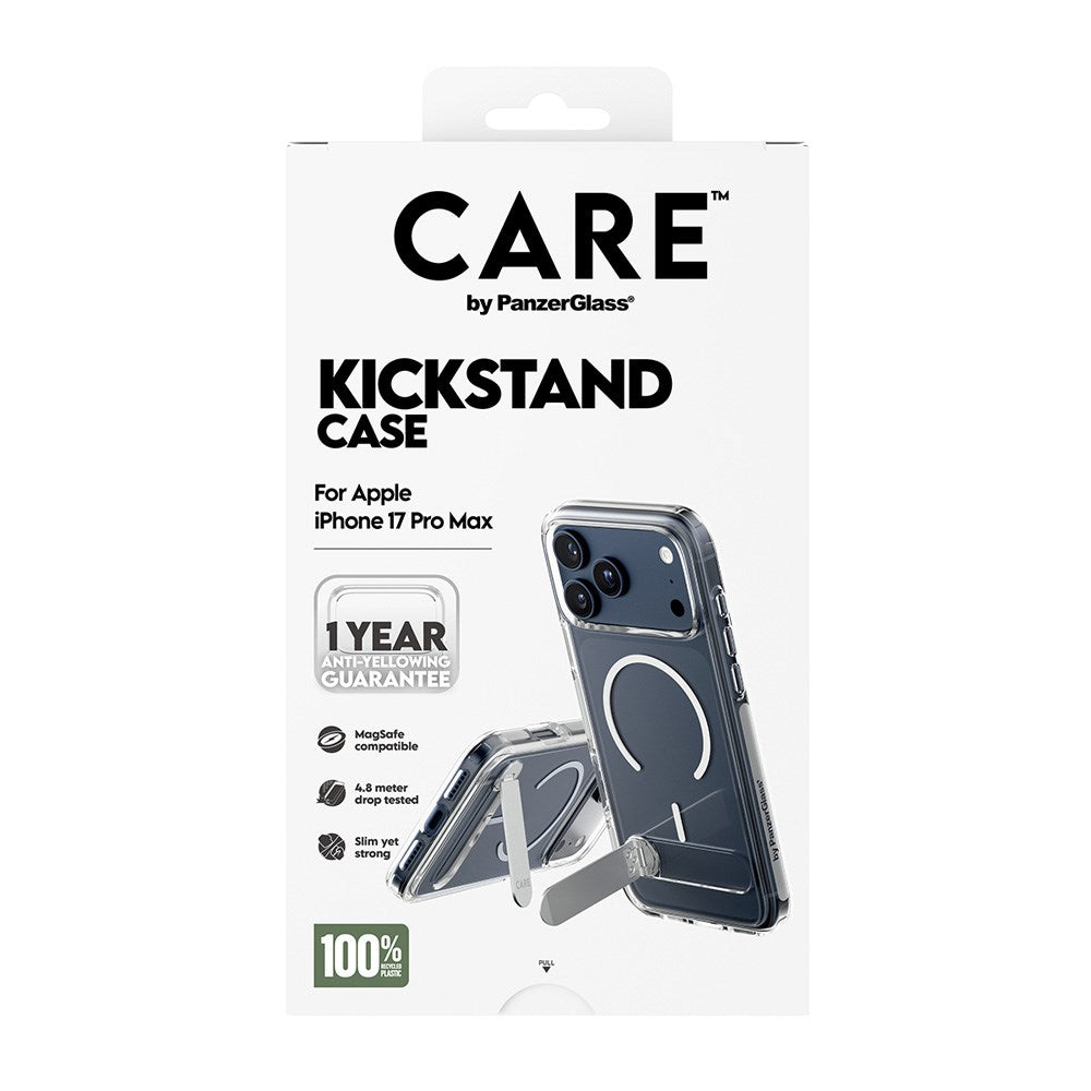 CARE by PanzerGlass iPhone 17 Pro Max Feature Kickstand Skal - MagSafe Kompatibel - Transparent / Silver