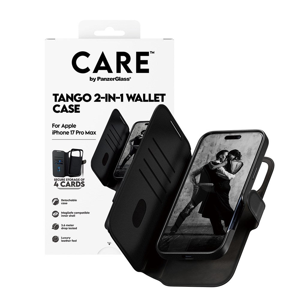 CARE by PanzerGlass iPhone 17 Pro Max Feature Tango 2-i-1 Fodral med Plånbok - Svart