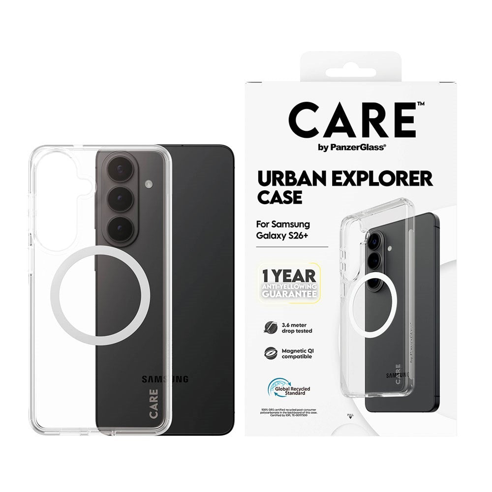 Samsung Galaxy S26+ (Plus) CARE by PanzerGlass Urban Explorer Skal - Qi Kompatibel - Genomskinlig / Vit