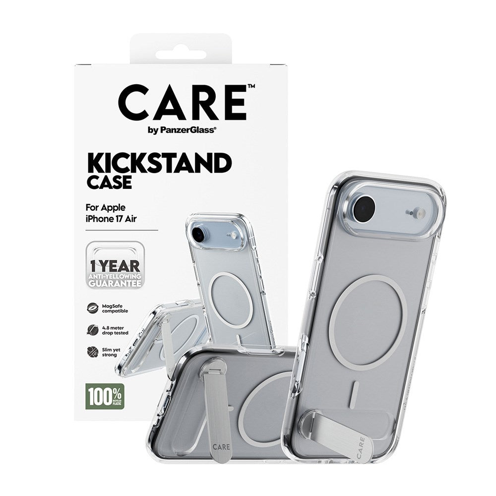 CARE by PanzerGlass iPhone Air Feature Kickstand Skal - MagSafe Kompatibel - Transparent / Silver