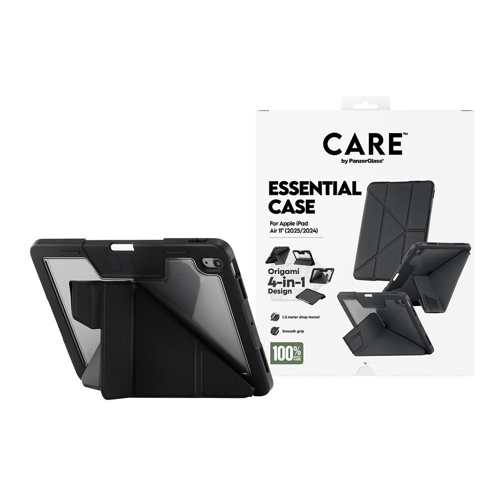 iPad Air 11" (2025 / 2024) Care by PanzerGlass Essential Case - Stående Funktion - Svart