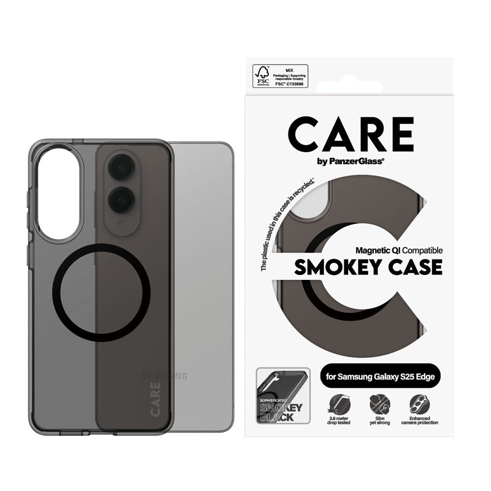 CARE by PanzerGlass Samsung Galaxy S25 Edge FLAGSHIP Urban Combat Skal - MagSafe Kompatibel - Smokey / Black